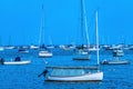 Catboat Sailboats Yachts Padanaram Harbor with Boats Dartmouth Massachusetts Royalty Free Stock Photo