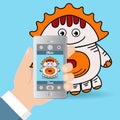 Catch monsters on your phone, an application for a mobile phone Royalty Free Stock Photo