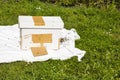 A catch paperborad white hive is used to catch honey bees from other colonies that are swarming image