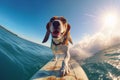 Catch the Wave: Adorable Beagle Dog Masters Surfing with Shades - Generative AI