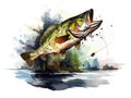 Catching Bass fish. Fish color. fish. Graphic fish
