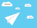 Catching a dream illustration with plane paper and dream cloud