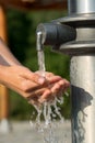 Catching Fresh and Cool Water with Hands Royalty Free Stock Photo