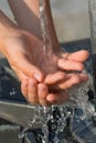 Catching Fresh and Cool Water with Hands Royalty Free Stock Photo