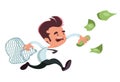 Catching money businessman illustration cartoon character