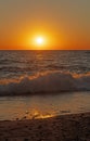 Catching the Rays of Sunset in the Waves Royalty Free Stock Photo