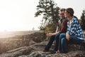 Catching up on our date. a loving couple taking a break while out exploring nature.