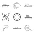 Catchment icons set, outline style