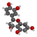 Catechin herbal antioxidant molecule. 3D rendering. Atoms are represented as spheres with conventional color coding: hydrogen