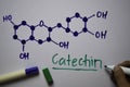 Catechin molecule write on the white board. Structural chemical formula. Education concept Royalty Free Stock Photo