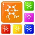 Catechol molecule icons set vector color Royalty Free Stock Photo