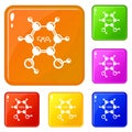 Catechol molecule icons set vector color