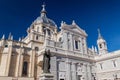 Catedral de la Almudena cathedral and John Paul II statue in Madrid, Spa Royalty Free Stock Photo