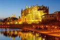 Catedral de Palma de Mallorca Majorca church Cathedral copyspace night Spain Royalty Free Stock Photo