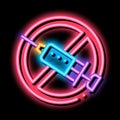 Categorical Injection Ban neon glow icon illustration