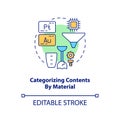 Categorizing contents by material concept icon