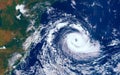 Category 5 super typhoon from outer space view. The eyewall of the hurricane Royalty Free Stock Photo