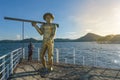 CATEMACO, VERACRUZ - MEXICO, JUNE 19, 2018 Fishing Man And Statue Royalty Free Stock Photo