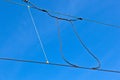 catenary of train under blue sky Royalty Free Stock Photo
