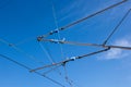 catenary under blue sky for electrified trains Royalty Free Stock Photo