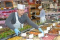 Caterer arranging trays food Royalty Free Stock Photo