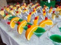 Catering - alcohol cocktails. Closeup