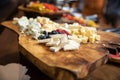 Catering Assorted Cheese Platter on a Live Edge Wood Tray Royalty Free Stock Photo