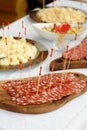 Catering, assorted meats, cheese and sausages Royalty Free Stock Photo