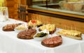 Catering, assorted meats, cheese and sausages Royalty Free Stock Photo