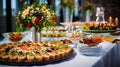 Catering banquet with various dishes in the room