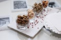 Catering bowls with a dessert of peanut