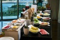 Catering buffet food in hotel restaurant, close-up. Celebration Royalty Free Stock Photo