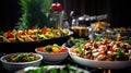 Catering buffet food indoor in restaurant. Buffet service for any festive event, party or wedding reception Royalty Free Stock Photo