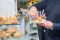 Catering buffet table with food and snacks for guests of the event. Group of people in all you can eat. Dining Food Celebration Pa Royalty Free Stock Photo