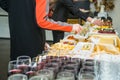 Catering buffet table with food and snacks for guests of the event. Group of people in all you can eat. Dining Food Celebration Pa Royalty Free Stock Photo