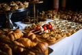 catering, buffet. table setting with appetizer Royalty Free Stock Photo