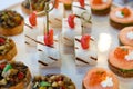 Catering. canapes. snacks for holiday. small sandwiches