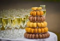 Catering champagne and macaroons Royalty Free Stock Photo