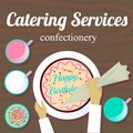 Catering confectionery cake top view