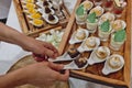 Catering dessert line in wedding ceremony