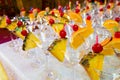 Catering - empty decorated cocktail glasses ready for pouring