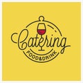 Catering food and drinks logo. Wine glass