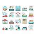 Catering Food Service Collection Icons Set Vector .