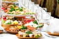 Catering food table set decoration Royalty Free Stock Photo