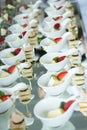 Catering Food Wedding Event Table. Buffet line in Wedding. Delicious appetizer close-up.