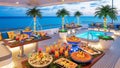 Catering on a Luxury Cruise Ship in the Islands. Royalty Free Stock Photo
