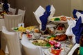 Catering meal on party table in restaurant