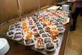 Catering - served table with tiramisu and other