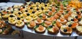 Catering - served table with various snacks