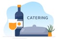 Catering Service Illustration with People Hands and a Table for Corporate Meeting, Banquets Wedding or Party on Cafe or Restaurant